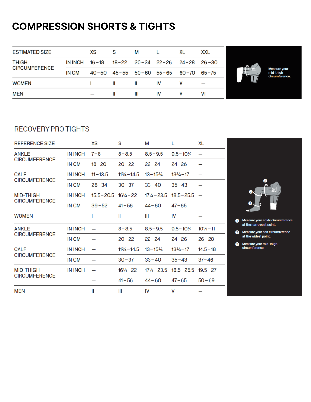 CEP Size Chart Guide for Perfect Fit Compression Care